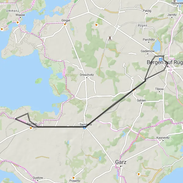 Map miniature of "Scenic Coastal Ride" cycling inspiration in Mecklenburg-Vorpommern, Germany. Generated by Tarmacs.app cycling route planner