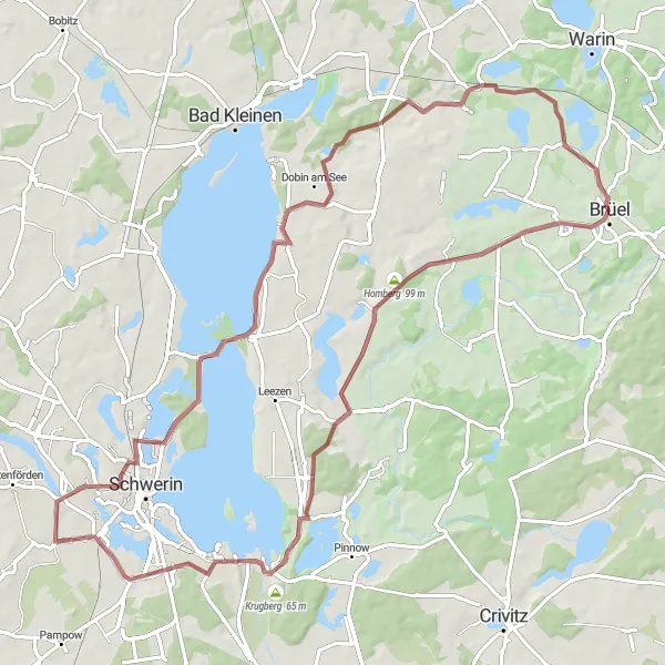 Karten-Miniaturansicht der Radinspiration "Herausfordernde Tour zu Bibow" in Mecklenburg-Vorpommern, Germany. Erstellt vom Tarmacs.app-Routenplaner für Radtouren