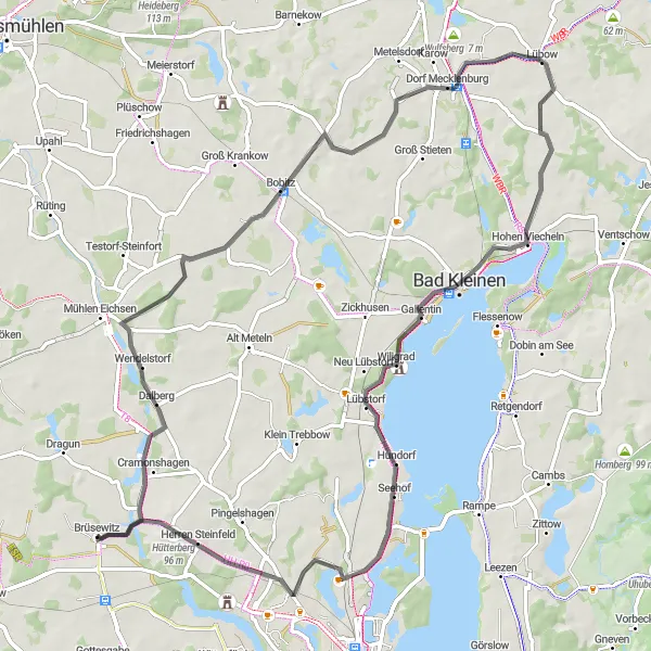 Map miniature of "The Seeblick Loop" cycling inspiration in Mecklenburg-Vorpommern, Germany. Generated by Tarmacs.app cycling route planner