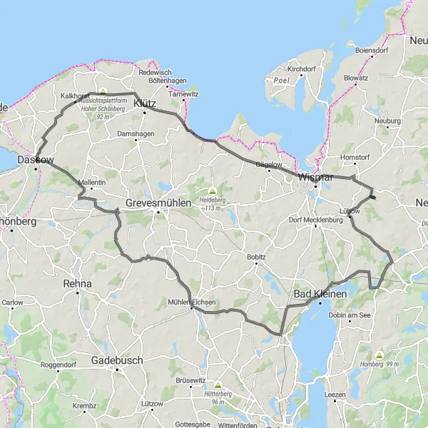 Map miniature of "Countryside Exploration" cycling inspiration in Mecklenburg-Vorpommern, Germany. Generated by Tarmacs.app cycling route planner