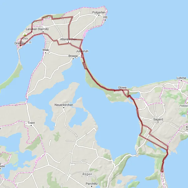 Map miniature of "From Juliusruh to Glowe: Discovering the Hidden Wonders" cycling inspiration in Mecklenburg-Vorpommern, Germany. Generated by Tarmacs.app cycling route planner