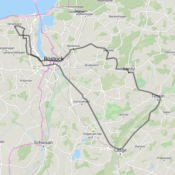 Map miniature of "Road Cycling Expedition in Mecklenburg-Vorpommern" cycling inspiration in Mecklenburg-Vorpommern, Germany. Generated by Tarmacs.app cycling route planner