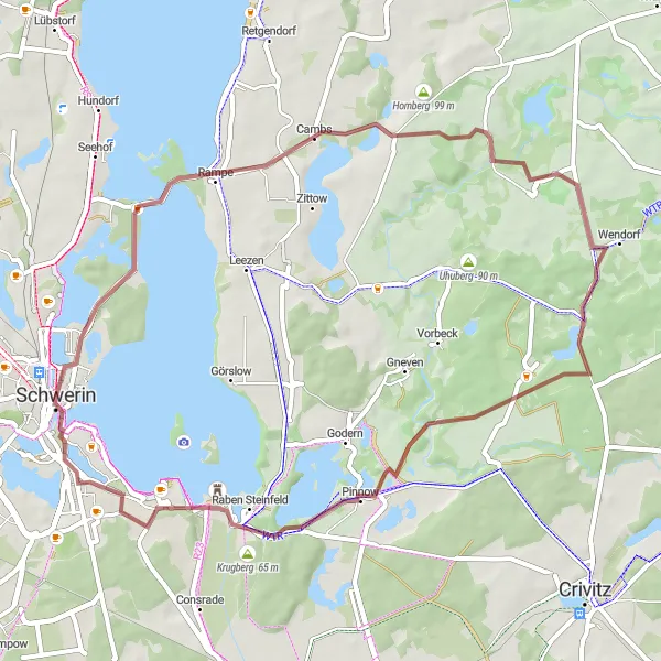 Map miniature of "Cambs Loop Gravel Adventure" cycling inspiration in Mecklenburg-Vorpommern, Germany. Generated by Tarmacs.app cycling route planner