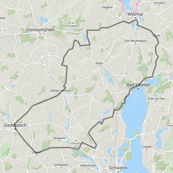 Karten-Miniaturansicht der Radinspiration "Radtour durch Gadebusch und Umgebung" in Mecklenburg-Vorpommern, Germany. Erstellt vom Tarmacs.app-Routenplaner für Radtouren