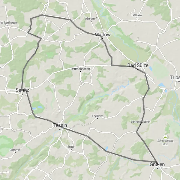 Map miniature of "Lühburg Loop" cycling inspiration in Mecklenburg-Vorpommern, Germany. Generated by Tarmacs.app cycling route planner