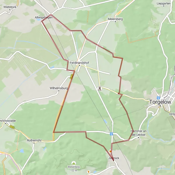 Karten-Miniaturansicht der Radinspiration "Rundtour durch Ferdinandshof" in Mecklenburg-Vorpommern, Germany. Erstellt vom Tarmacs.app-Routenplaner für Radtouren