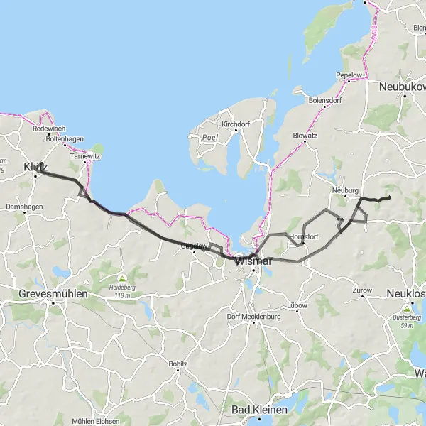 Karten-Miniaturansicht der Radinspiration "Hohenkirchen und Wismar Radtour" in Mecklenburg-Vorpommern, Germany. Erstellt vom Tarmacs.app-Routenplaner für Radtouren