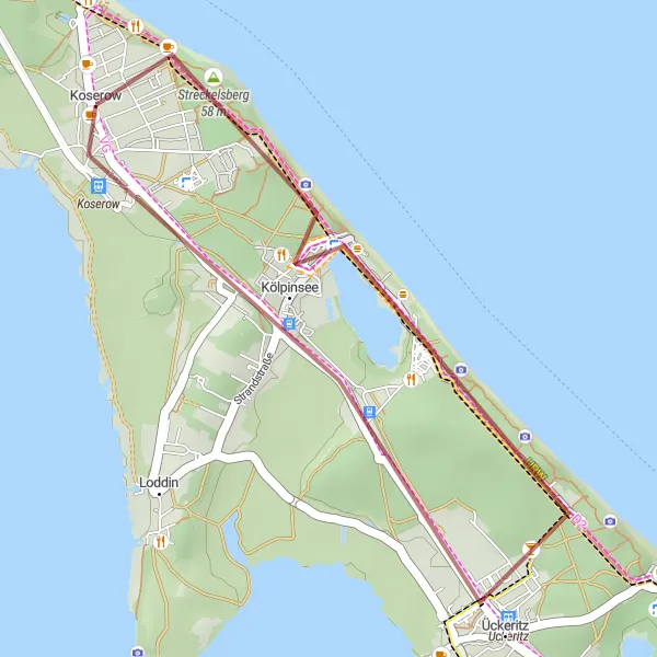 Karten-Miniaturansicht der Radinspiration "Gravelweg zum Streckelsberg" in Mecklenburg-Vorpommern, Germany. Erstellt vom Tarmacs.app-Routenplaner für Radtouren