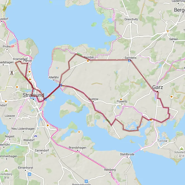 Karten-Miniaturansicht der Radinspiration "Tour durch Stralsund und Umgebung" in Mecklenburg-Vorpommern, Germany. Erstellt vom Tarmacs.app-Routenplaner für Radtouren