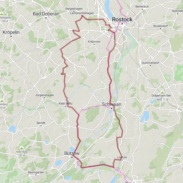 Map miniature of "Forest Adventure" cycling inspiration in Mecklenburg-Vorpommern, Germany. Generated by Tarmacs.app cycling route planner