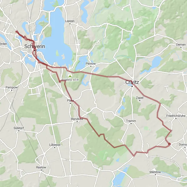 Karten-Miniaturansicht der Radinspiration "Gravel Route um Schwerin" in Mecklenburg-Vorpommern, Germany. Erstellt vom Tarmacs.app-Routenplaner für Radtouren