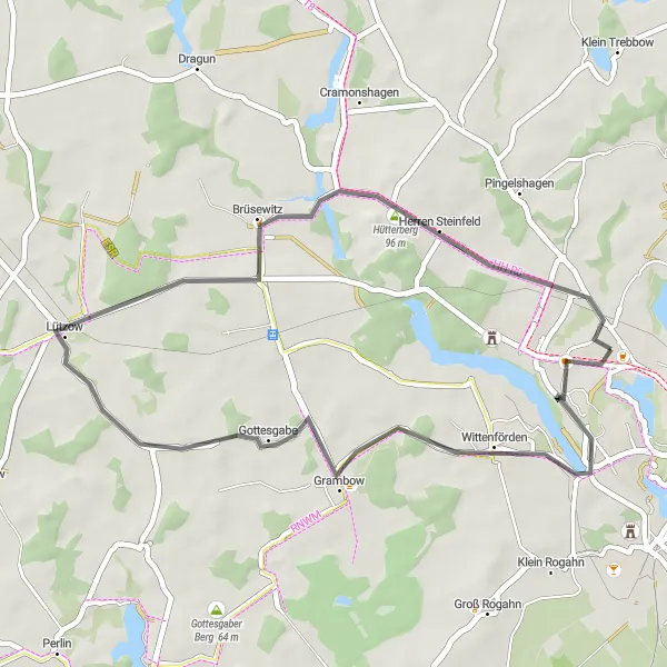 Karten-Miniaturansicht der Radinspiration "Rundtour um Lankow" in Mecklenburg-Vorpommern, Germany. Erstellt vom Tarmacs.app-Routenplaner für Radtouren