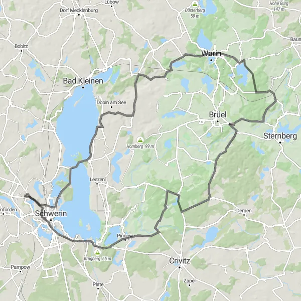 Karten-Miniaturansicht der Radinspiration "Straßenrundtour ab Lankow" in Mecklenburg-Vorpommern, Germany. Erstellt vom Tarmacs.app-Routenplaner für Radtouren