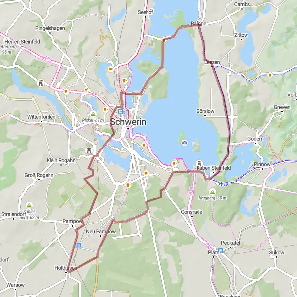 Karten-Miniaturansicht der Radinspiration "Leezen-Mueß-Rundweg" in Mecklenburg-Vorpommern, Germany. Erstellt vom Tarmacs.app-Routenplaner für Radtouren