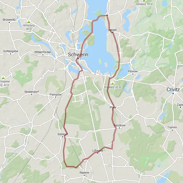 Map miniature of "Backcountry Exploration" cycling inspiration in Mecklenburg-Vorpommern, Germany. Generated by Tarmacs.app cycling route planner