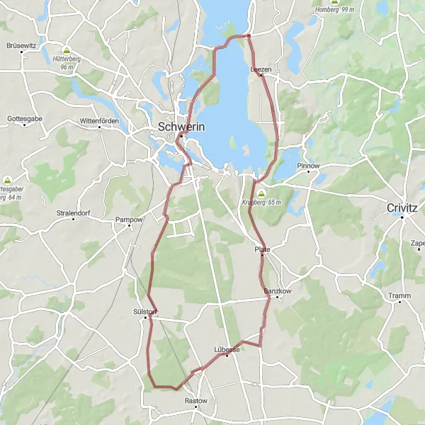 Karten-Miniaturansicht der Radinspiration "Rundtour um Leezen entdecken" in Mecklenburg-Vorpommern, Germany. Erstellt vom Tarmacs.app-Routenplaner für Radtouren