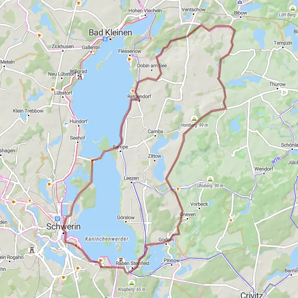 Karten-Miniaturansicht der Radinspiration "Gravel-Abenteuer um Lewenberg" in Mecklenburg-Vorpommern, Germany. Erstellt vom Tarmacs.app-Routenplaner für Radtouren