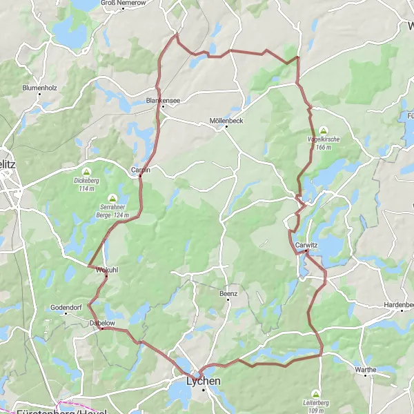 Map miniature of "Loitz to Gramelow" cycling inspiration in Mecklenburg-Vorpommern, Germany. Generated by Tarmacs.app cycling route planner