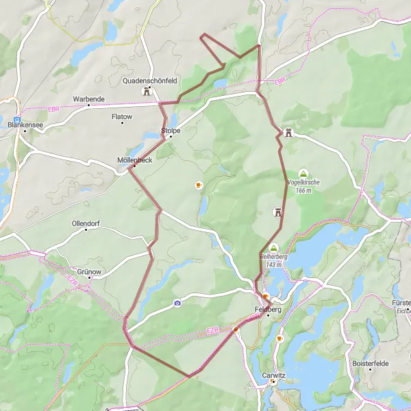 Map miniature of "Loitz Gravel Expedition" cycling inspiration in Mecklenburg-Vorpommern, Germany. Generated by Tarmacs.app cycling route planner