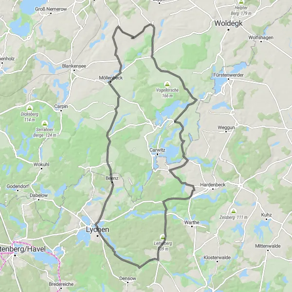 Map miniature of "Loitz Ultimate Cycling Challenge" cycling inspiration in Mecklenburg-Vorpommern, Germany. Generated by Tarmacs.app cycling route planner