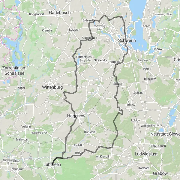 Map miniature of "The Hütterberg Loop" cycling inspiration in Mecklenburg-Vorpommern, Germany. Generated by Tarmacs.app cycling route planner