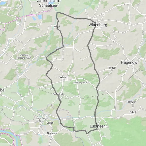 Map miniature of "Explore the Scenic Roads of Mecklenburg-Vorpommern" cycling inspiration in Mecklenburg-Vorpommern, Germany. Generated by Tarmacs.app cycling route planner