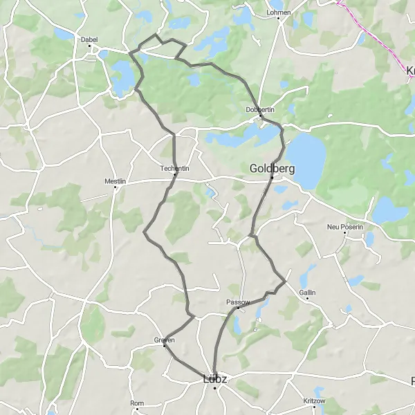 Karten-Miniaturansicht der Radinspiration "Tour zu den verborgenen Schätzen von Lübz" in Mecklenburg-Vorpommern, Germany. Erstellt vom Tarmacs.app-Routenplaner für Radtouren