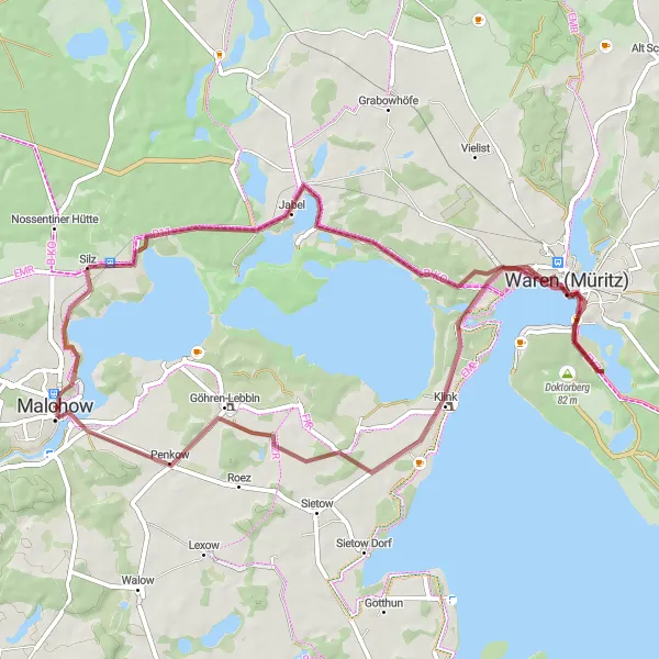 Karten-Miniaturansicht der Radinspiration "Seen und Wälder Rundfahrt" in Mecklenburg-Vorpommern, Germany. Erstellt vom Tarmacs.app-Routenplaner für Radtouren