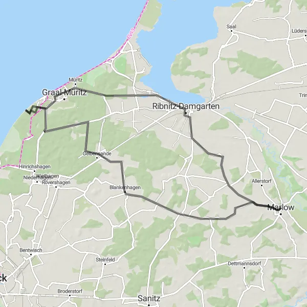 Karten-Miniaturansicht der Radinspiration "Kleine Erkundungstour entlang der Ostsee" in Mecklenburg-Vorpommern, Germany. Erstellt vom Tarmacs.app-Routenplaner für Radtouren