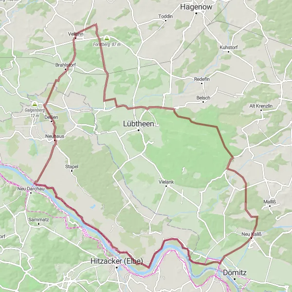 Karten-Miniaturansicht der Radinspiration "Grüner Grenzzaun Route" in Mecklenburg-Vorpommern, Germany. Erstellt vom Tarmacs.app-Routenplaner für Radtouren