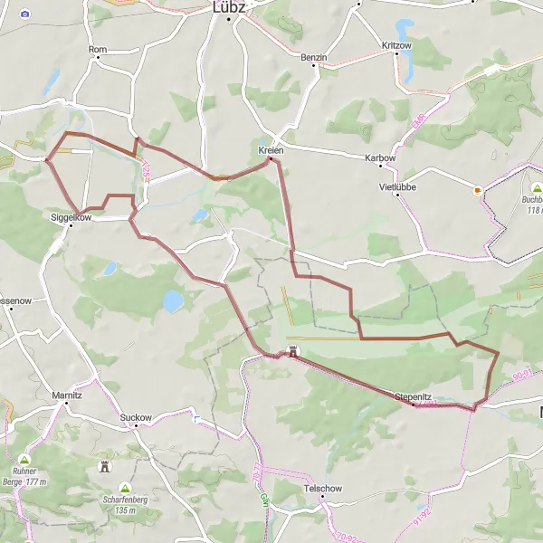 Karten-Miniaturansicht der Radinspiration "Gravelroute von Neuburg nach Mecklenburg" in Mecklenburg-Vorpommern, Germany. Erstellt vom Tarmacs.app-Routenplaner für Radtouren