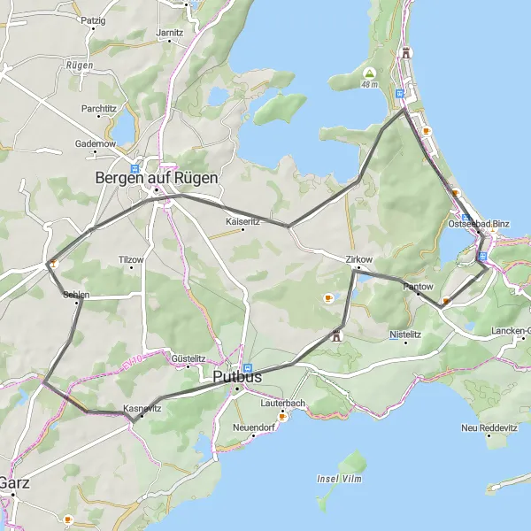 Map miniature of "Nature's Beauty: Rügen Discovery" cycling inspiration in Mecklenburg-Vorpommern, Germany. Generated by Tarmacs.app cycling route planner