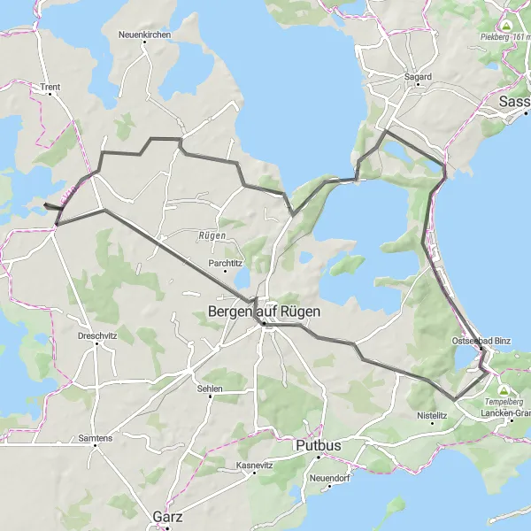 Map miniature of "Rügen Coastal Delight" cycling inspiration in Mecklenburg-Vorpommern, Germany. Generated by Tarmacs.app cycling route planner