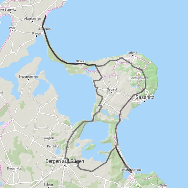 Map miniature of "The Scenic Coastal Road Adventure" cycling inspiration in Mecklenburg-Vorpommern, Germany. Generated by Tarmacs.app cycling route planner