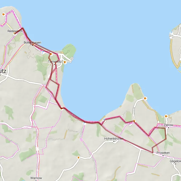 Map miniature of "The Tarnewitz Adventure" cycling inspiration in Mecklenburg-Vorpommern, Germany. Generated by Tarmacs.app cycling route planner