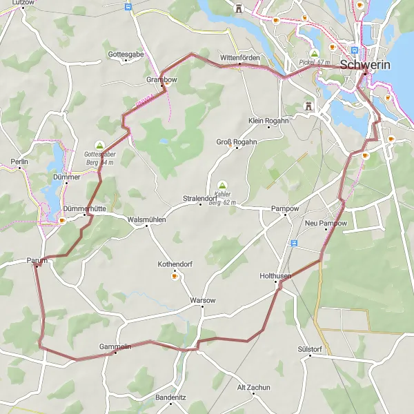 Karten-Miniaturansicht der Radinspiration "Gravel-Rundfahrt um Paulsstadt" in Mecklenburg-Vorpommern, Germany. Erstellt vom Tarmacs.app-Routenplaner für Radtouren