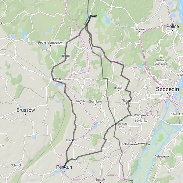 Karten-Miniaturansicht der Radinspiration "Road Cycling Tour um Penkun" in Mecklenburg-Vorpommern, Germany. Erstellt vom Tarmacs.app-Routenplaner für Radtouren