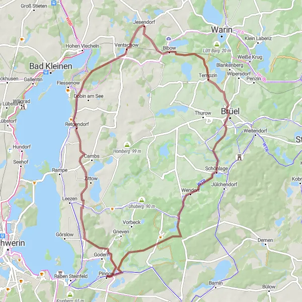 Karten-Miniaturansicht der Radinspiration "Gravel-Tour um den Langer See" in Mecklenburg-Vorpommern, Germany. Erstellt vom Tarmacs.app-Routenplaner für Radtouren