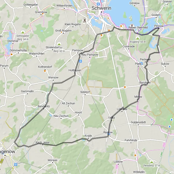 Karten-Miniaturansicht der Radinspiration "Road-Tour nach Rastow" in Mecklenburg-Vorpommern, Germany. Erstellt vom Tarmacs.app-Routenplaner für Radtouren