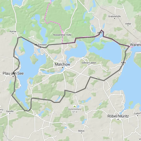 Map miniature of "Lake District Road Adventure Extended" cycling inspiration in Mecklenburg-Vorpommern, Germany. Generated by Tarmacs.app cycling route planner