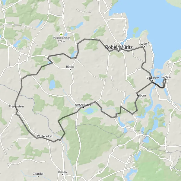 Karten-Miniaturansicht der Radinspiration "Durch die Mecklenburger Schweiz" in Mecklenburg-Vorpommern, Germany. Erstellt vom Tarmacs.app-Routenplaner für Radtouren