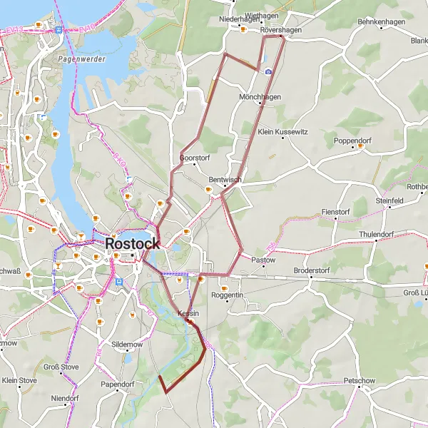 Map miniature of "Rövershagen Loop" cycling inspiration in Mecklenburg-Vorpommern, Germany. Generated by Tarmacs.app cycling route planner