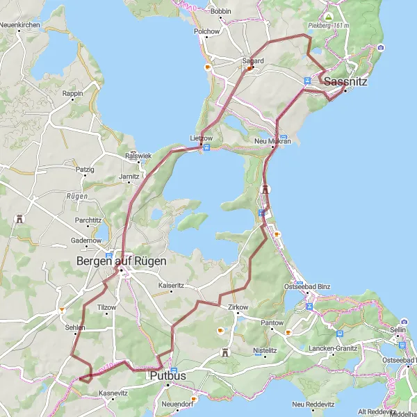 Map miniature of "The Sachsenblick Circuit" cycling inspiration in Mecklenburg-Vorpommern, Germany. Generated by Tarmacs.app cycling route planner