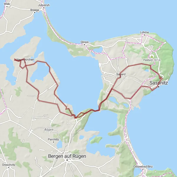 Map miniature of "The Ralswiek Challenge" cycling inspiration in Mecklenburg-Vorpommern, Germany. Generated by Tarmacs.app cycling route planner