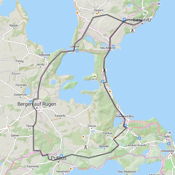 Map miniature of "Island Exploration - Road Cycling Adventure" cycling inspiration in Mecklenburg-Vorpommern, Germany. Generated by Tarmacs.app cycling route planner