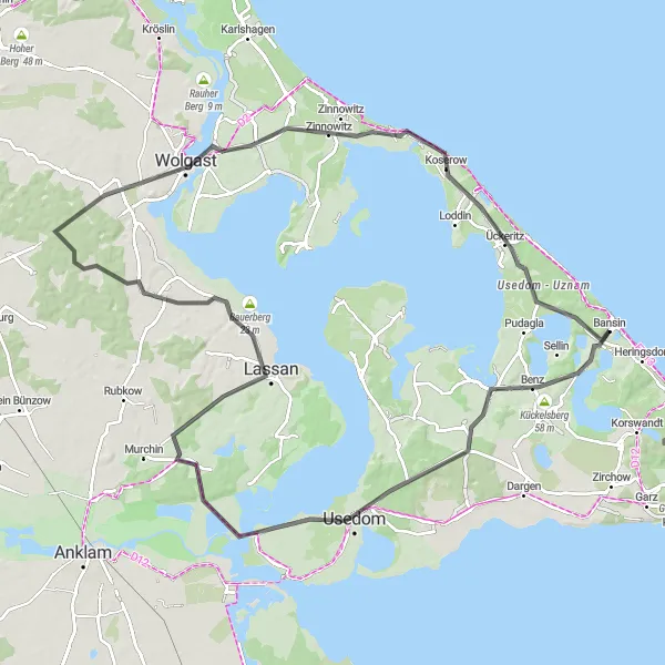 Map miniature of "Ultimate Road Challenge" cycling inspiration in Mecklenburg-Vorpommern, Germany. Generated by Tarmacs.app cycling route planner