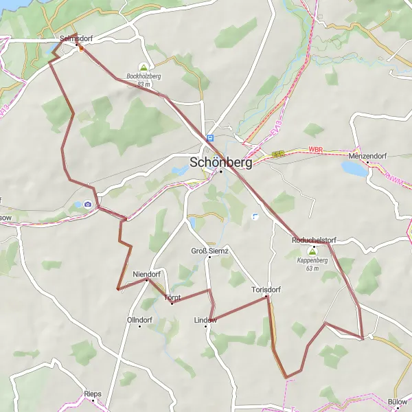 Map miniature of "Schönberg Circuit" cycling inspiration in Mecklenburg-Vorpommern, Germany. Generated by Tarmacs.app cycling route planner