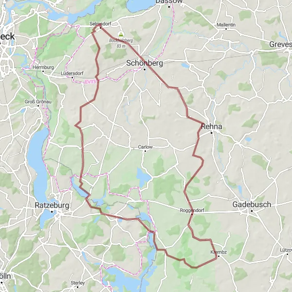 Karten-Miniaturansicht der Radinspiration "Gravel-Abenteuer rund um Schönberg" in Mecklenburg-Vorpommern, Germany. Erstellt vom Tarmacs.app-Routenplaner für Radtouren