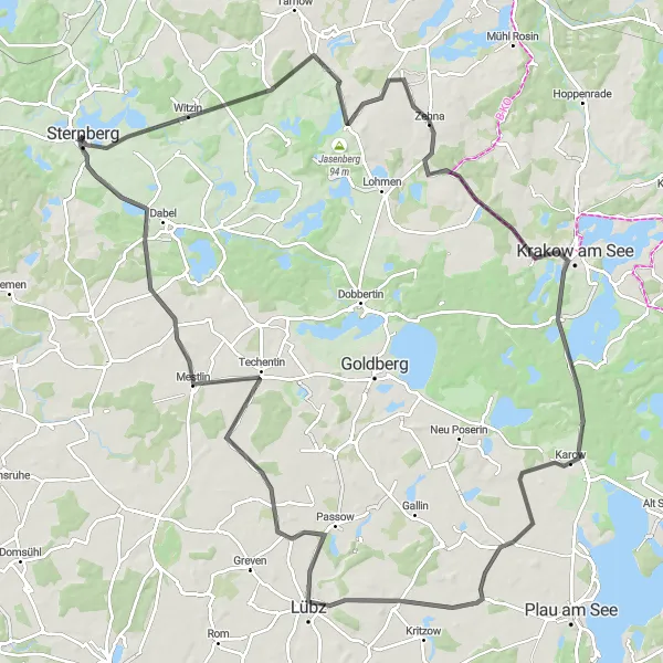 Karten-Miniaturansicht der Radinspiration "Radtour von Witzin nach Hohen Pritz" in Mecklenburg-Vorpommern, Germany. Erstellt vom Tarmacs.app-Routenplaner für Radtouren
