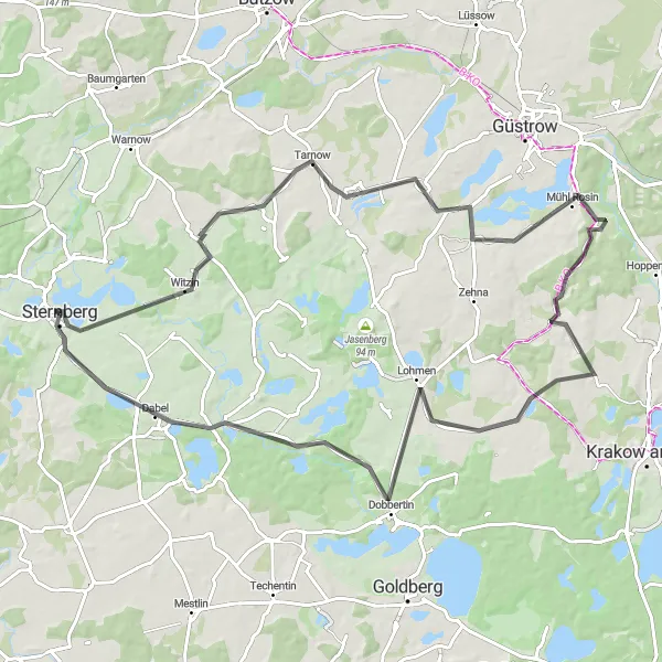 Karten-Miniaturansicht der Radinspiration "Entdeckungstour von Witzin nach Borkow" in Mecklenburg-Vorpommern, Germany. Erstellt vom Tarmacs.app-Routenplaner für Radtouren